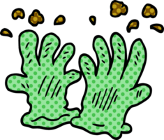 gants de jardin de griffonnage de dessin animé png