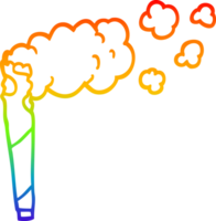 rainbow gradient line drawing of a cartoon cannabis cigarette png