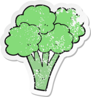 retro distressed sticker of a cartoon broccoli png