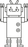 line drawing cartoon of a robot png