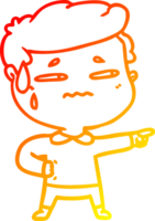 warm helling lijn tekening van een tekenfilm angstig Mens richten png