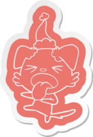 strambo cartone animato etichetta di un' disgustato cane indossare Santa cappello png