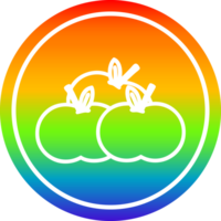 pile of apples circular icon with rainbow gradient finish png