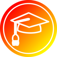 graduation cap circular icon with warm gradient finish png