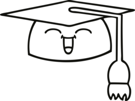 line drawing cartoon of a graduation hat png