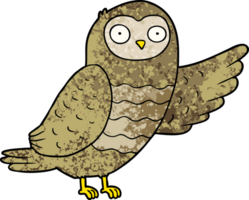 dessin animé hibou pointant du doigt png