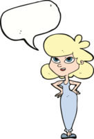 cartoon girl with hands on hips with speech bubble png