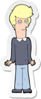 sticker of a cartoon bored man shrugging shoulders png