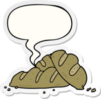 cartoon loaves of freshly baked bread with speech bubble sticker png