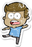 distressed sticker of a cartoon shocked man png