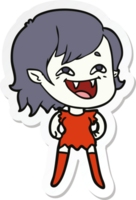 sticker of a cartoon laughing vampire girl png