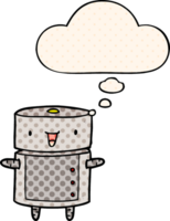 cartoon robot with thought bubble in comic book style png