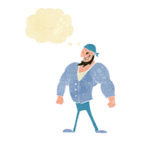 cartoon manly sailor man with thought bubble png