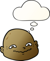 cartoon bald man with thought bubble in smooth gradient style png