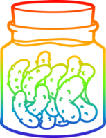 rainbow gradient line drawing of a cartoon pickled gherkins png
