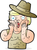 cartoon shocked outback australian man png