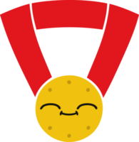 flat color retro cartoon of a gold medal png