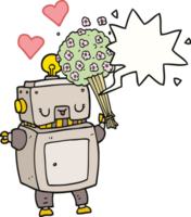 dessin animé robot dans l'amour avec discours bulle png