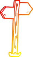 warm gradient line drawing of a cartoon painted direction sign posts png
