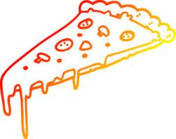 warm gradient line drawing of a cartoon pizza slice png