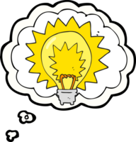 hand drawn thought bubble cartoon light bulb shining png