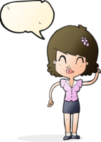 cartoon pretty woman with idea with speech bubble png