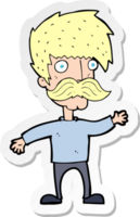 sticker of a cartoon man with mustache waving png