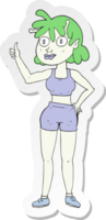 sticker of a cartoon alien gym girl png