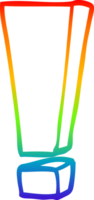 rainbow gradient line drawing of a cartoon exclamation mark png