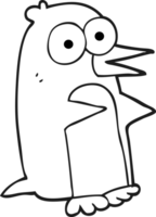 hand drawn black and white cartoon penguin png