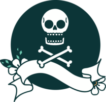 tattoo style icon with banner of cross bones png