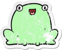 distressed sticker of a cartoon frog png