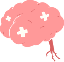 cerebro lesionado de dibujos animados de estilo de color plano png