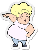 sticker van een cartoon gelukkige dame met overgewicht png