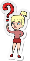 sticker of a cartoon woman with question png