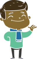 happy flat color style cartoon man png