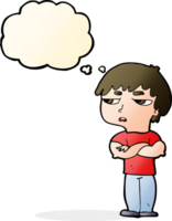 cartoon annoyed boy with thought bubble png