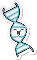 verontruste sticker van een schattige cartoon-dna-streng png