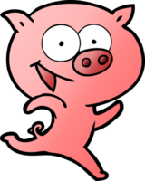 cheerful running pig cartoon png