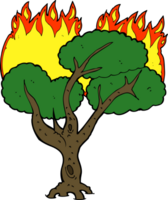 árbol en llamas de dibujos animados png