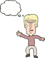 dessin animé homme en colère agitant un avertissement avec bulle de pensée png