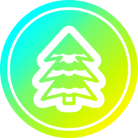 snowy tree circular icon with cool gradient finish png