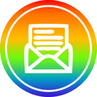 envelope letter circular icon with rainbow gradient finish png