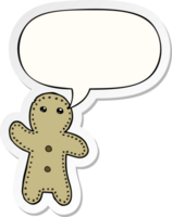 cartoon gingerbread man with speech bubble sticker png