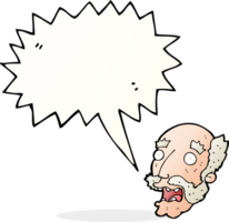 cartone animato scioccato vecchio uomo con discorso bolla png