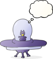 hand drawn thought bubble cartoon alien spaceship png