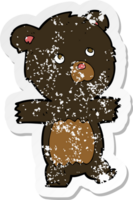 adesivo retrô angustiado de um urso preto fofo de desenho animado png