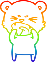 arco iris degradado línea dibujo de un enojado dibujos animados oso png
