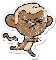 autocollant en détresse d'un singe agacé de dessin animé png