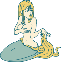 iconic tattoo style image  of a mermaid png